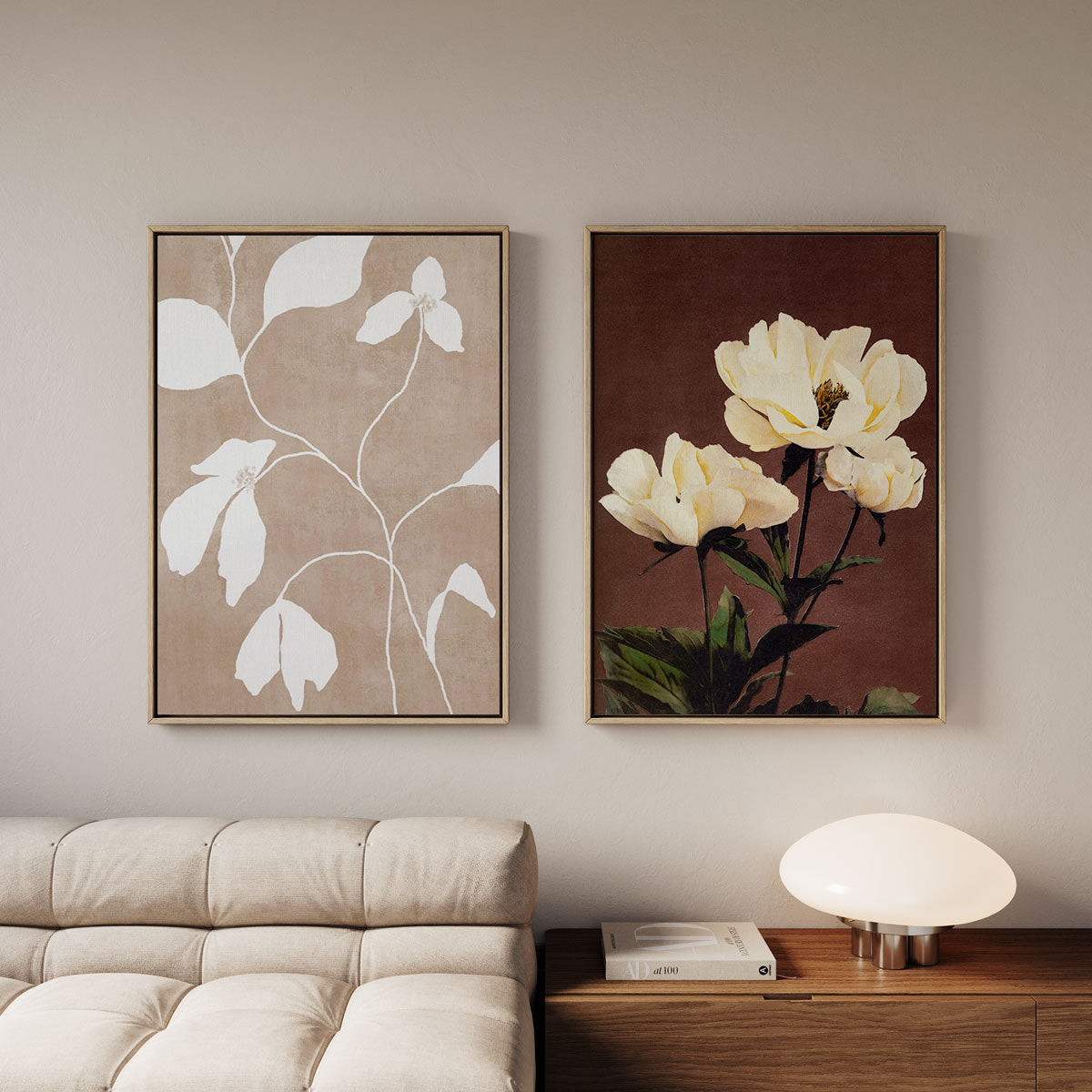 Canvas Print with Floating Frame – Botanical Neutral